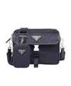Prada Re-nylon And Saffiano Leather Shoulder Bag In Navy Blue