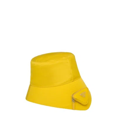Prada Re-nylon Pouch-detail Bucket Hat In Yellow