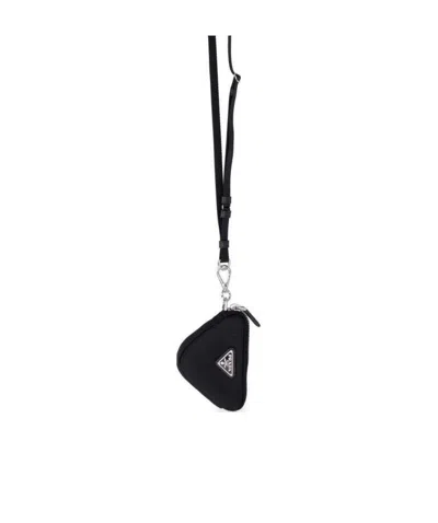 Prada Re-nylon Pouch Lanyard In Black