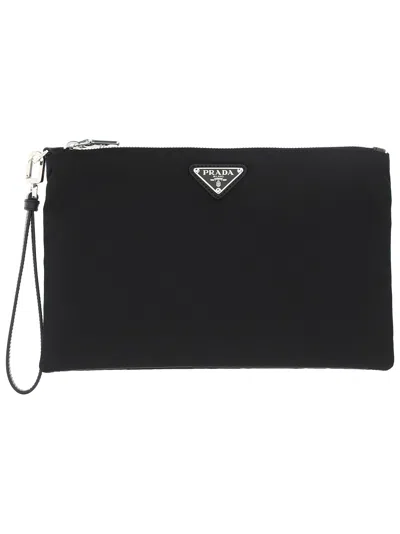 Prada Re-nylon Pouch In Nero
