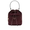 Prada Nylon Bucket Bag Leather Strap In Red