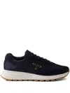 Prada Prax 01 Recycled Nylon And Suede Leather Sneakers In Blau