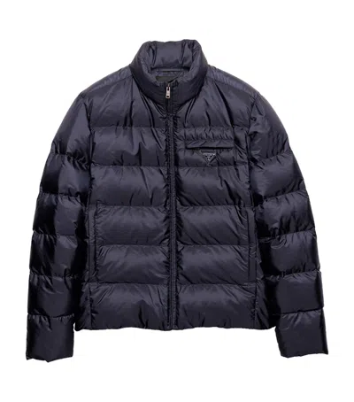 Prada Re-nylon Puffer Jacket In Blue