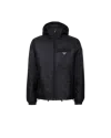 Prada Mens Black Re-nylon Padded Nylon Hooded Jacket In Blue
