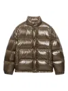 Prada Medium Weight Down Jacket With High Collar In Brown