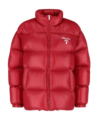 Prada Re-nylon Puffer Jacket In Red