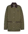 Prada Re-nylon Quilted Corduroy Trim Jacket In Military Green