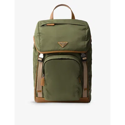 Prada Re-nylon And Leather Backpack In Green