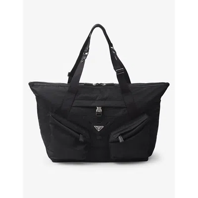 Prada Black Re-nylon Recycled-nylon And Leather Tote Bag