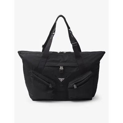 Prada Mens Black Re-nylon Nylon And Leather Tote Bag