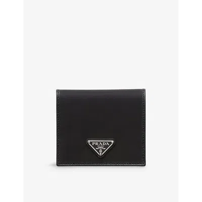 PRADA MENS BLACK RE-NYLON NYLON AND LEATHER WALLET