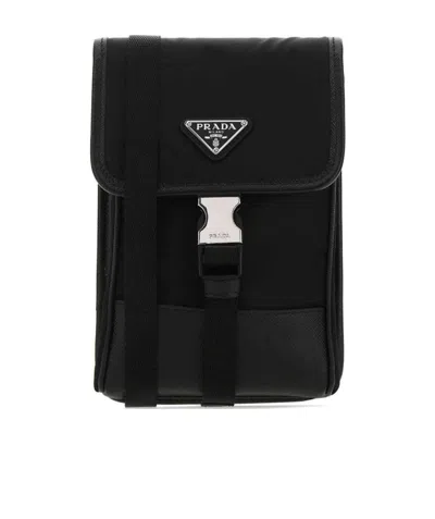 Prada Re-nylon Recycled Nylon Mobile Phone Bag In Black