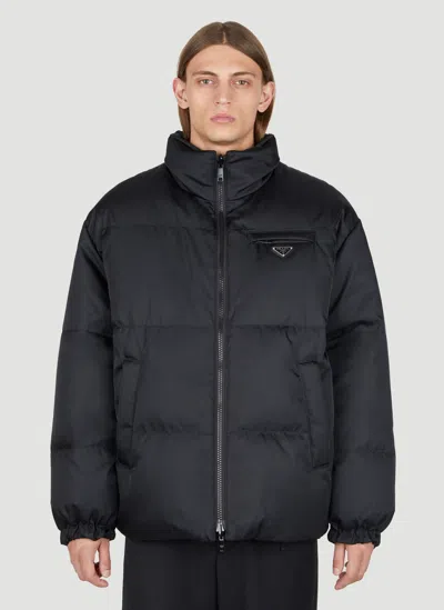 Prada Re-nylon Reversible Down Jacket In Black