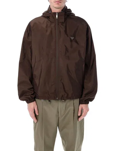 Prada Re-nylon Reversible Jacket In Brown And Grey