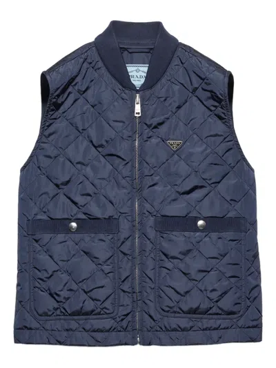 Prada Womens Blue Re-nylon Quilted Shell Vest