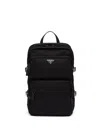 Prada Nylon Backpack With Top Handle And Front Zip In Black