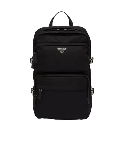 PRADA PRADA LOGO PLAQUE ZIPPED BACKPACK