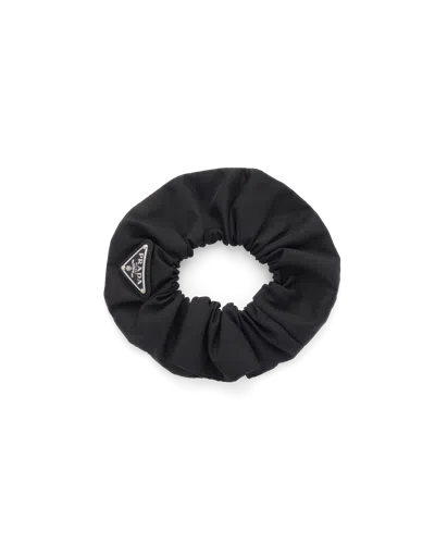 Prada Re-nylon Triangle-logo Scrunchie In Nero