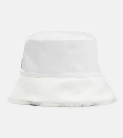 Prada Re-nylon Shearling-trimmed Bucket Hat In White