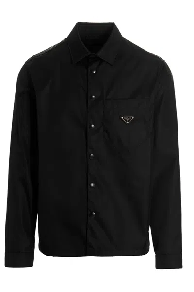 Prada Re-nylon Shirt In Black
