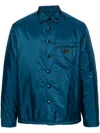 Prada Triangle Logo Padded Jacket In Aviazione