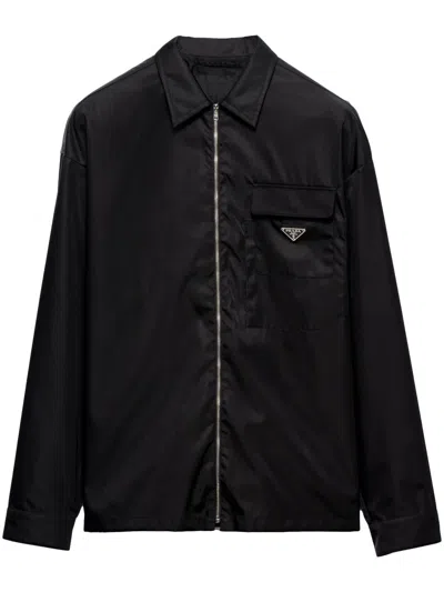Prada Re-nylon Shirt In Black