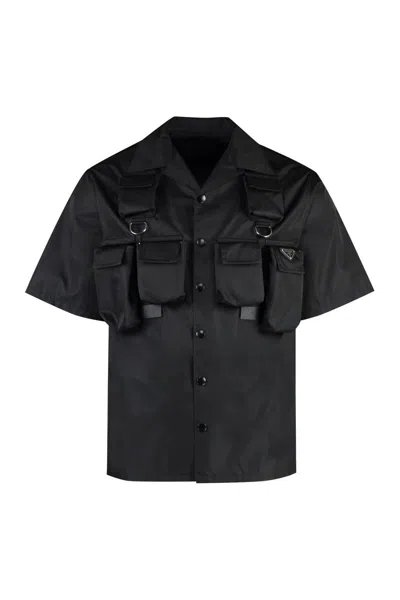 Prada Re-nylon Shirt In Black