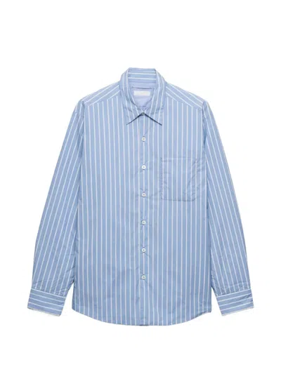 Prada Mens Light Blue Stripe Cotton Shirt
