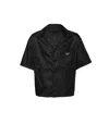 Prada Short Sleeve Collared Jacket Front Pocket In Black