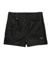 Prada Womens Black Re-nylon Triangle-logo Woven Shorts In Black