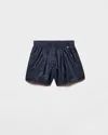 Prada Re-nylon Shorts In Blue