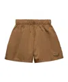 Prada Womens Brown Re-nylon Logo-plaque Recycled-nylon Shorts In Kirk Beige
