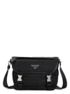 Prada Re-nylon And Saffiano Leather Shoulder Bag In Black