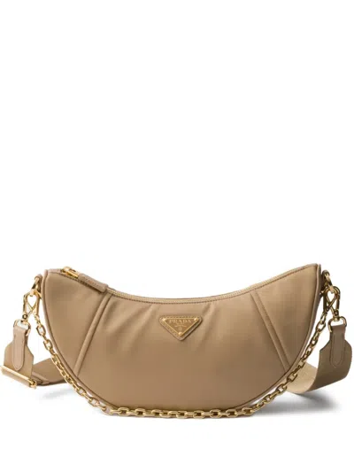 Prada Re-nylon Shoulder Bag In Camel Brown
