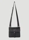 Prada Mens Black Re-nylon And Saffiano Leather Shoulder Bag In Black