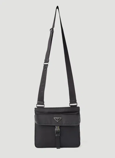 Prada Mens Black Re-nylon And Saffiano Leather Shoulder Bag