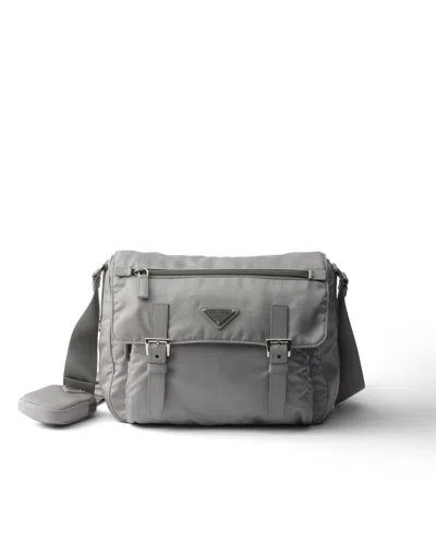 Prada Re-nylon Shoulder Bag In Gray