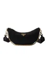 Prada Womens Black Re-nylon Brand-plaque Shoulder Bag In Black