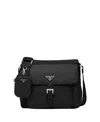 Prada Re-nylon Triangle Logo-plaque Shoulder Bag In Black