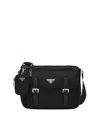 Prada Re-nylon Triangle Logo-plaque Shoulder Bag In Black