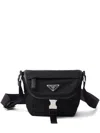 Prada Womens Black Re-nylon Brand-plaque Leather And Nylon Shoulder Bag In Black