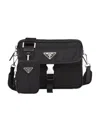 Prada Re-nylon And Saffiano Leather Shoulder Bag In Black