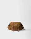 Prada Re-nylon Shoulder Bag With Studs In Brandy