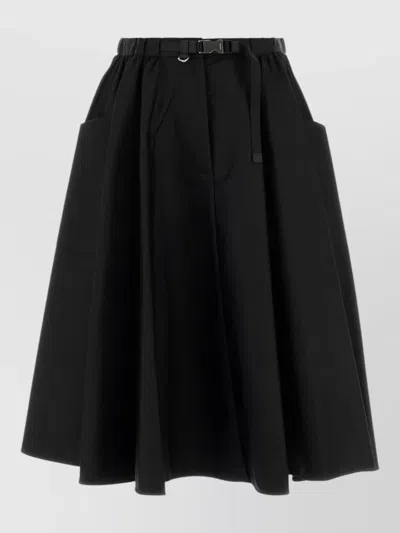 Prada Re Nylon Skirt Belt Loops Flared Pockets In Black