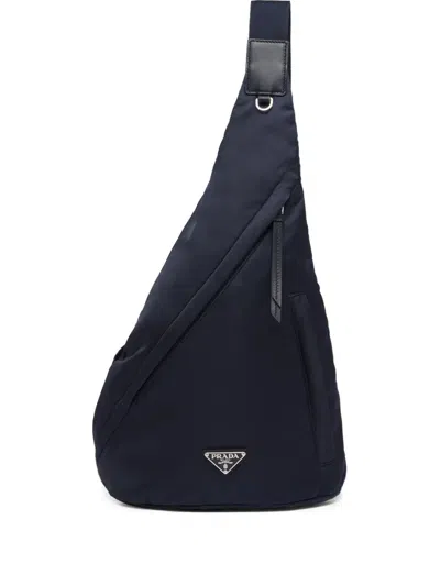 Prada Re-nylon Sling Backpack In Blue
