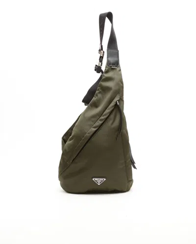 Prada Re-nylon Sling Backpack In Green