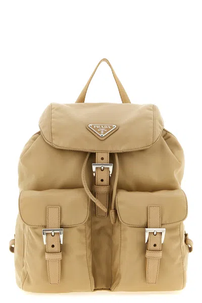 Prada Re-nylon Small Backpack In Nude