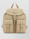 Prada Re Nylon Small Backpack Front Buckle Straps In Neutral