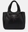 Prada Logo Plaque Padded Mini Tote Bag In Black