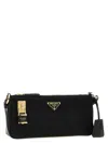 Prada Small Re-nylon And Leather Shoulder Bag With Padlock
